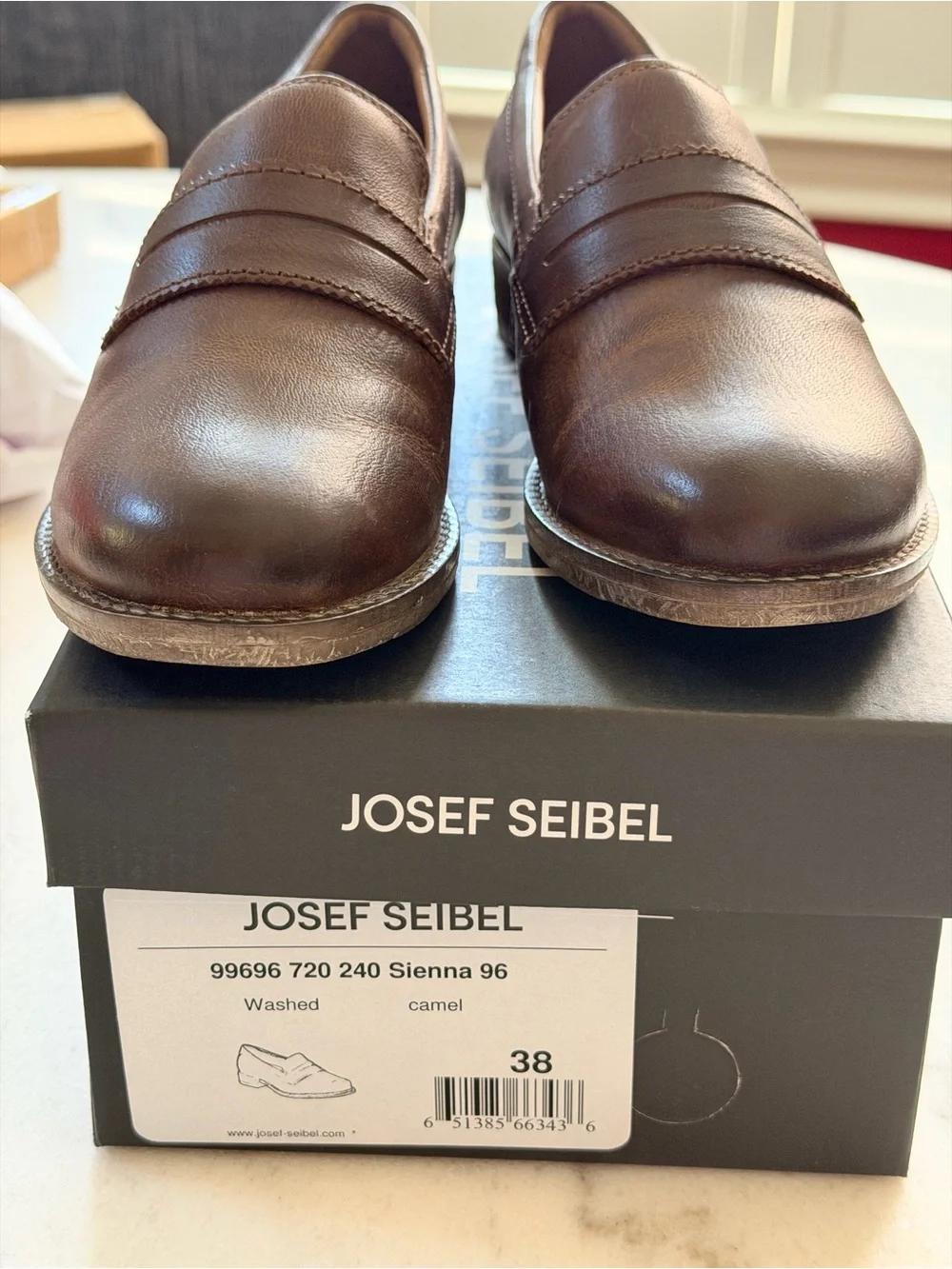 Josef Seibel Women’s Brown Leather Slip-On Loafers
